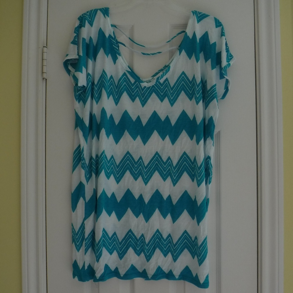 White and Turquoise Top